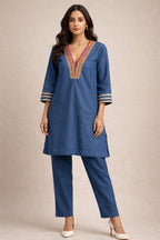 Noor-e-Neel Denim Luxe Kurta Set